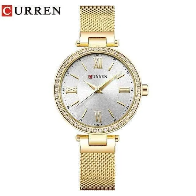 Damenarmband Uhren Strass Gehäuse Muscheloberfläche Damenuhr schwarz Edelstahlarmband