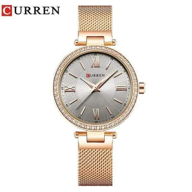 Damenarmband Uhren Strass Gehäuse Muscheloberfläche Damenuhr schwarz Edelstahlarmband