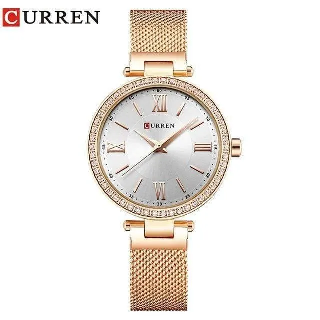 Damenarmband Uhren Strass Gehäuse Muscheloberfläche Damenuhr schwarz Edelstahlarmband