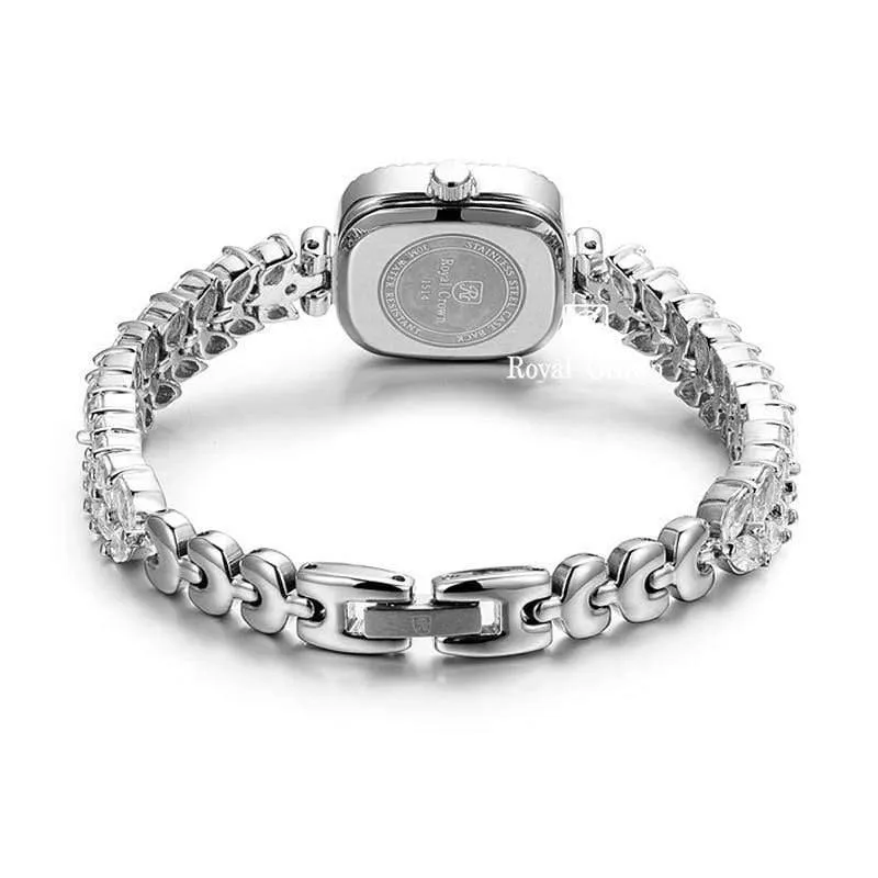 Damenuhr Japan Quarz Mode Luxus Schmuck Stunden Armband Strass Mädchen Geburtstagsgeschenk Royal Crown Box