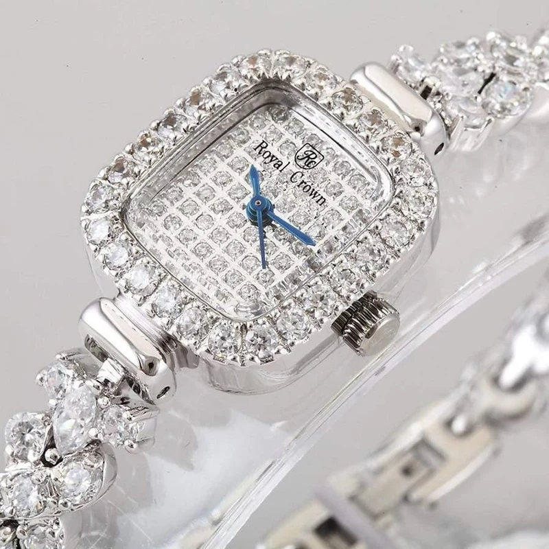 Damenuhr Japan Quarz Mode Luxus Schmuck Stunden Armband Strass Mädchen Geburtstagsgeschenk Royal Crown Box