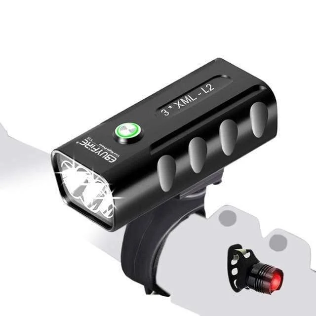 Fahrradbeleuchtung 6000lm 2x XML-L2 LED Fahrradbeleuchtung USB Wiederaufladbar 6000mAh bicicleta Wheel Bike Front Light Rücklicht