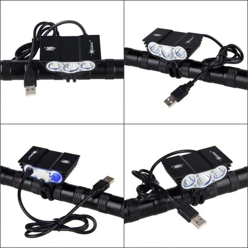 Wasserdichtes 3XT6 LED Fahrradlicht 10000LM Vorderes Fahrradscheinwerferlicht Nachtfahrradlampe 5V USB Scheinwerfer Nur Lampe Ohne Batterie