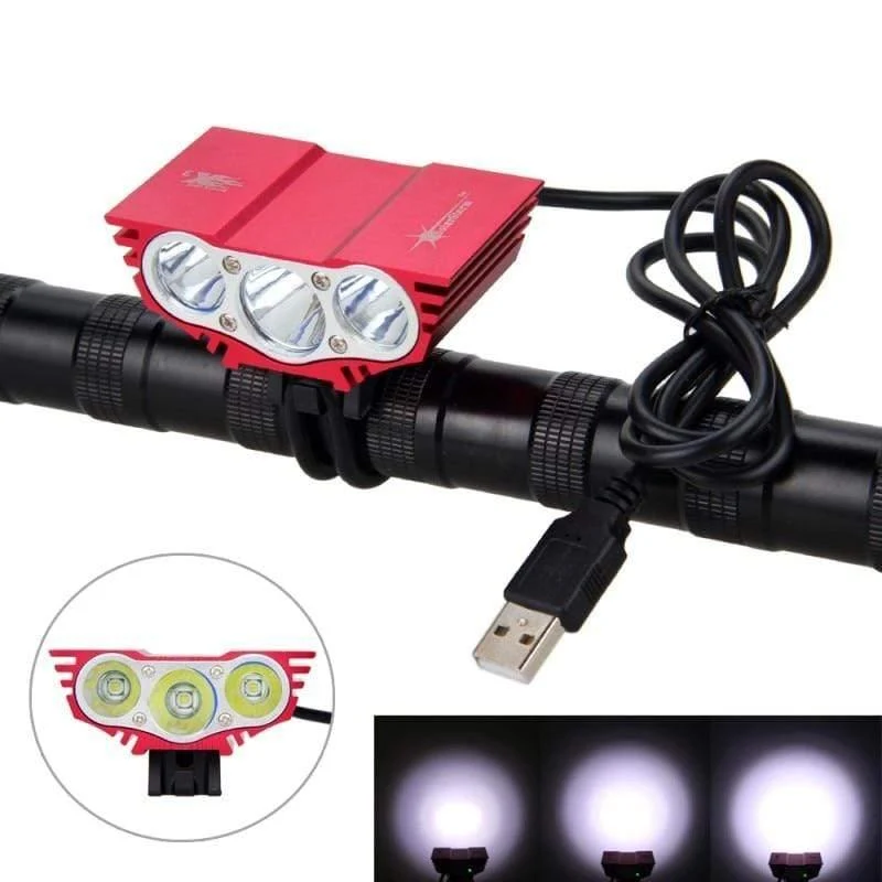 Wasserdichtes 3XT6 LED Fahrradlicht 10000LM Vorderes Fahrradscheinwerferlicht Nachtfahrradlampe 5V USB Scheinwerfer Nur Lampe Ohne Batterie