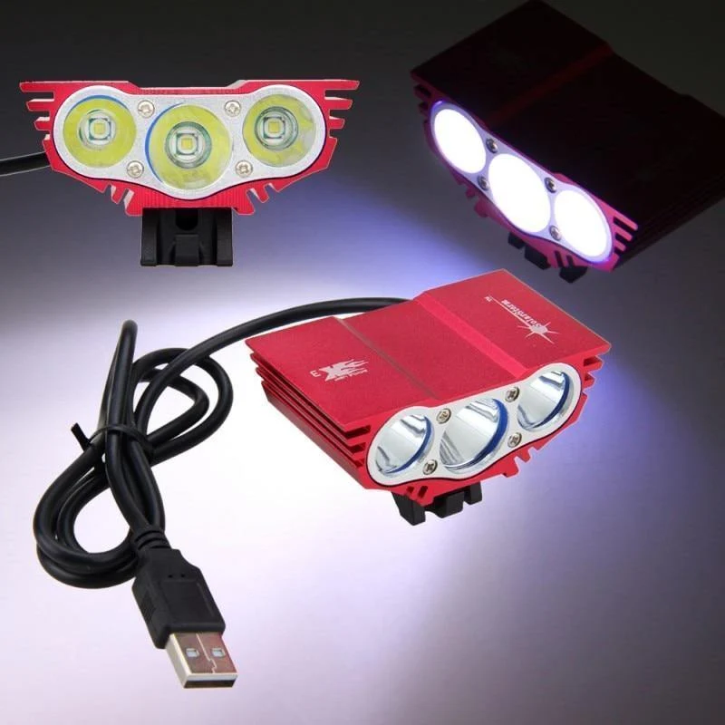 Wasserdichtes 3XT6 LED Fahrradlicht 10000LM Vorderes Fahrradscheinwerferlicht Nachtfahrradlampe 5V USB Scheinwerfer Nur Lampe Ohne Batterie