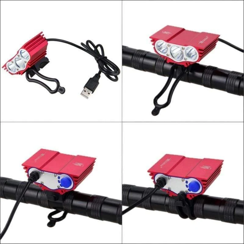 Wasserdichtes 3XT6 LED Fahrradlicht 10000LM Vorderes Fahrradscheinwerferlicht Nachtfahrradlampe 5V USB Scheinwerfer Nur Lampe Ohne Batterie
