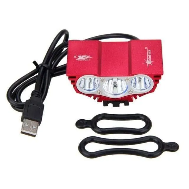 Wasserdichtes 3XT6 LED Fahrradlicht 10000LM Vorderes Fahrradscheinwerferlicht Nachtfahrradlampe 5V USB Scheinwerfer Nur Lampe Ohne Batterie