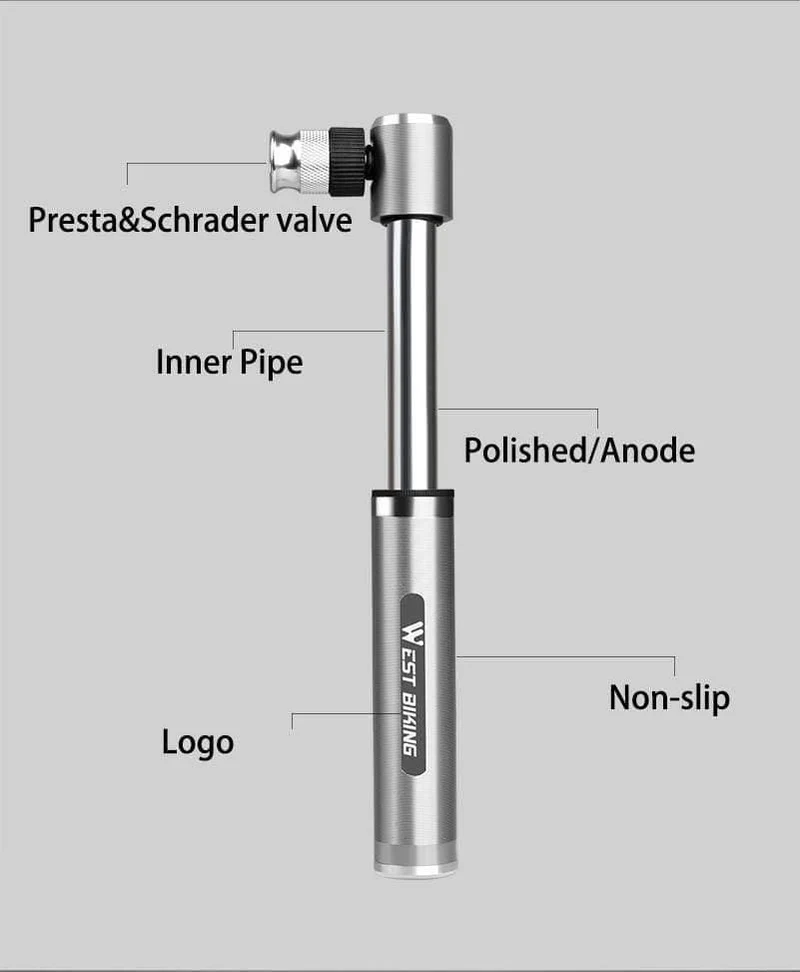 Tragbare Minipumpe für Fahrradpumpe, Fahrrad-Handaufblasgerät, Schrader-Presta-Ventiladapter, Radfahren, Reifennadel, Luftschlauch