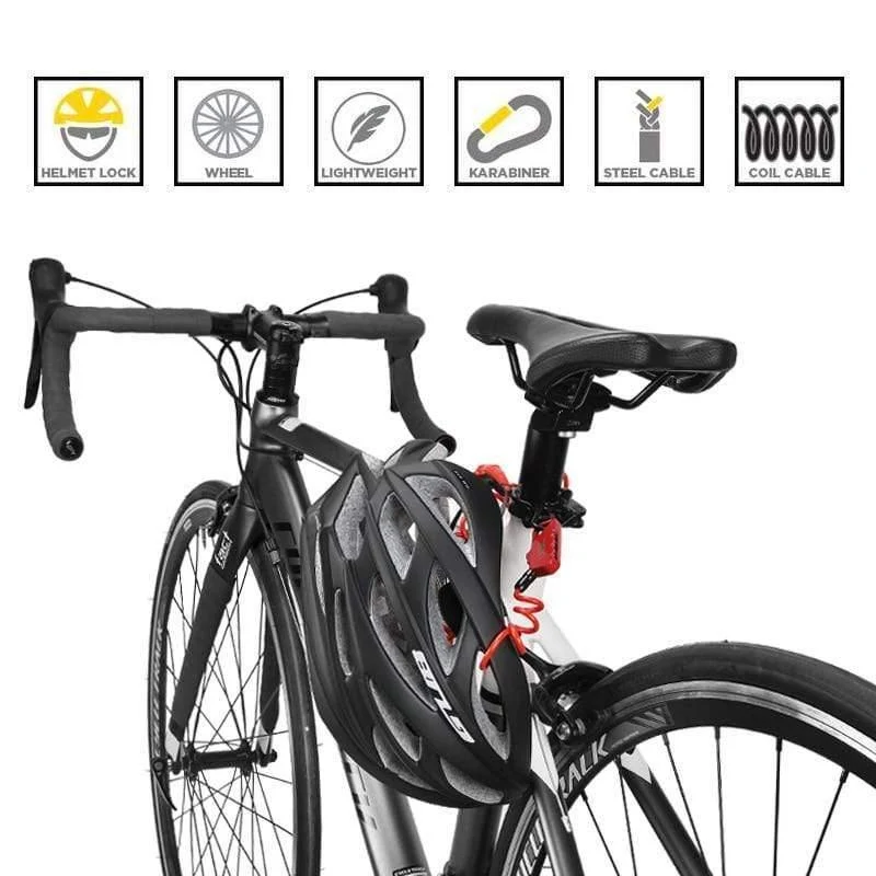 Mini-Fahrradschloss, 1200 mm, faltbar, für Rucksack, Fahrradhelm, Fahrradkabelschloss, 3-stellige Kombination, Diebstahlschutz, Fahrradschloss