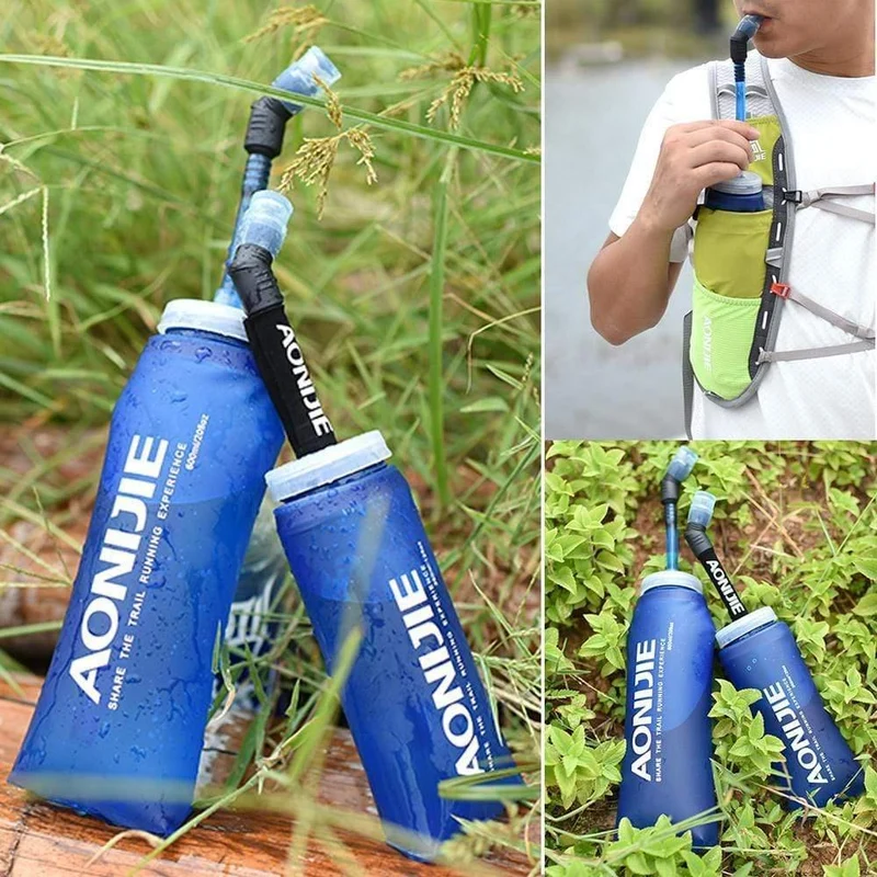 Faltbare TPU Outdoor Soft Flasche Wasser Tasche Sport Camping Wanderung Laufendes Wasser Trinkflasche Mund Wasserkocher 350 ml 600 ml