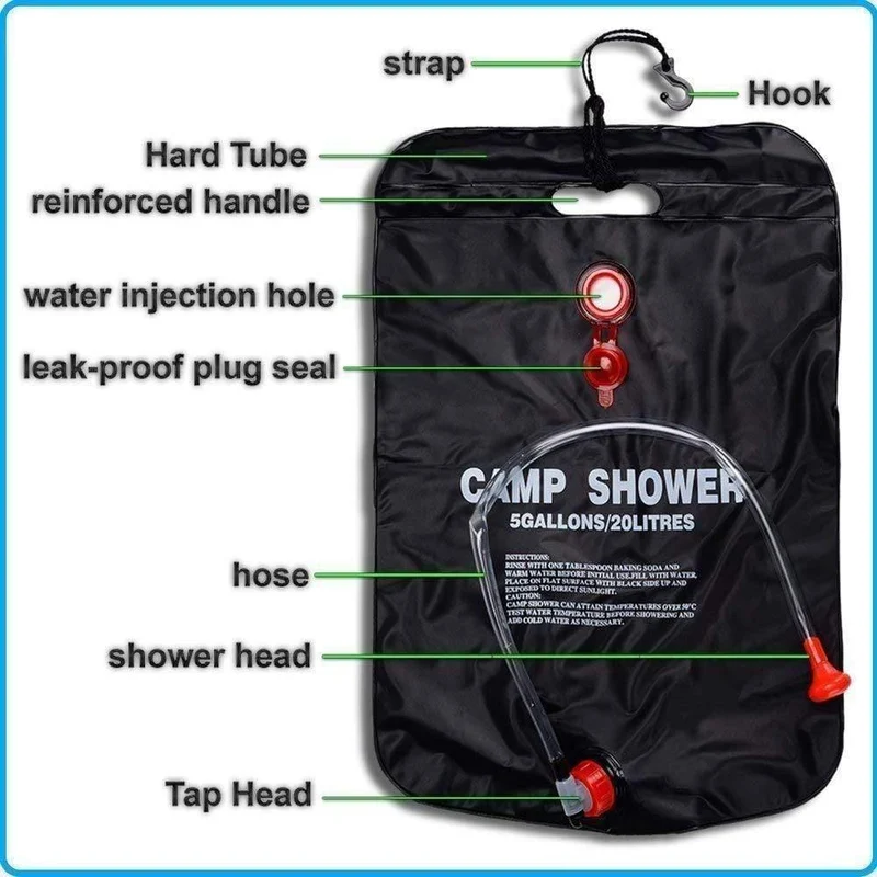 20L Wasser Tasche Faltbare Solarenergie Beheizte Camp PVC Duschtasche Outdoor Camping BBQ Wandern Klettern Reise Picknick Wasserspeicher