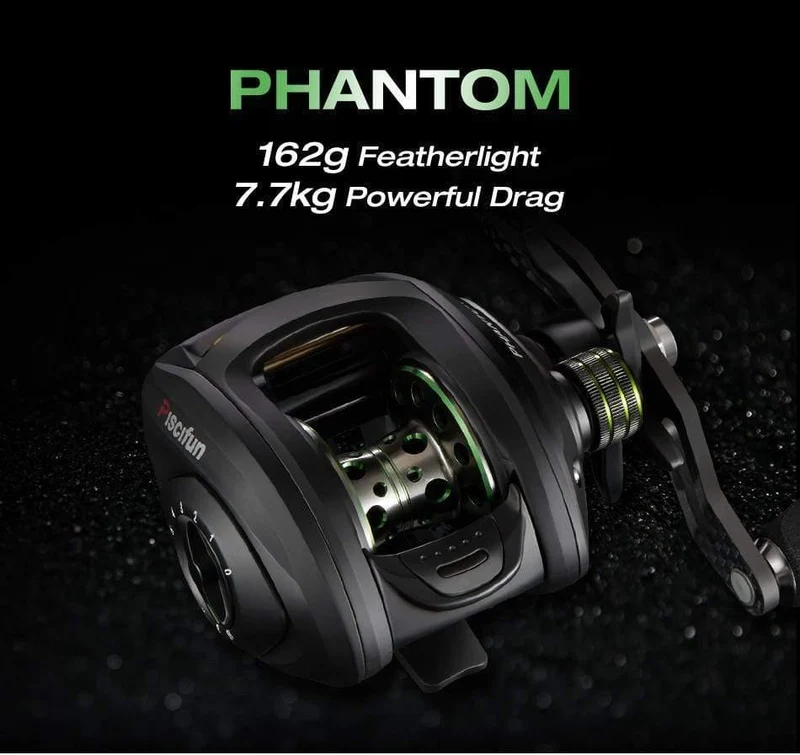 Phantom Carbon Fiber Ultraleicht 162g Baitcasting Reel Doppelbremse 7.7kg Max Drag 7.0: 1 Süßwasser Angelrolle