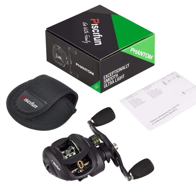 Phantom Carbon Fiber Ultraleicht 162g Baitcasting Reel Doppelbremse 7.7kg Max Drag 7.0: 1 Süßwasser Angelrolle