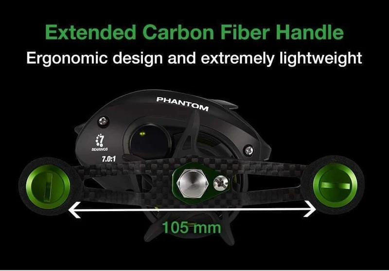 Phantom Carbon Fiber Ultraleicht 162g Baitcasting Reel Doppelbremse 7.7kg Max Drag 7.0: 1 Süßwasser Angelrolle