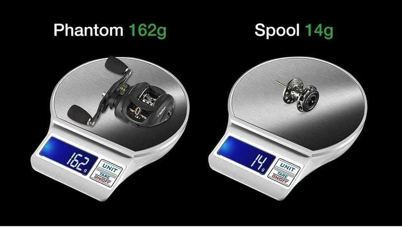 Phantom Carbon Fiber Ultraleicht 162g Baitcasting Reel Doppelbremse 7.7kg Max Drag 7.0: 1 Süßwasser Angelrolle