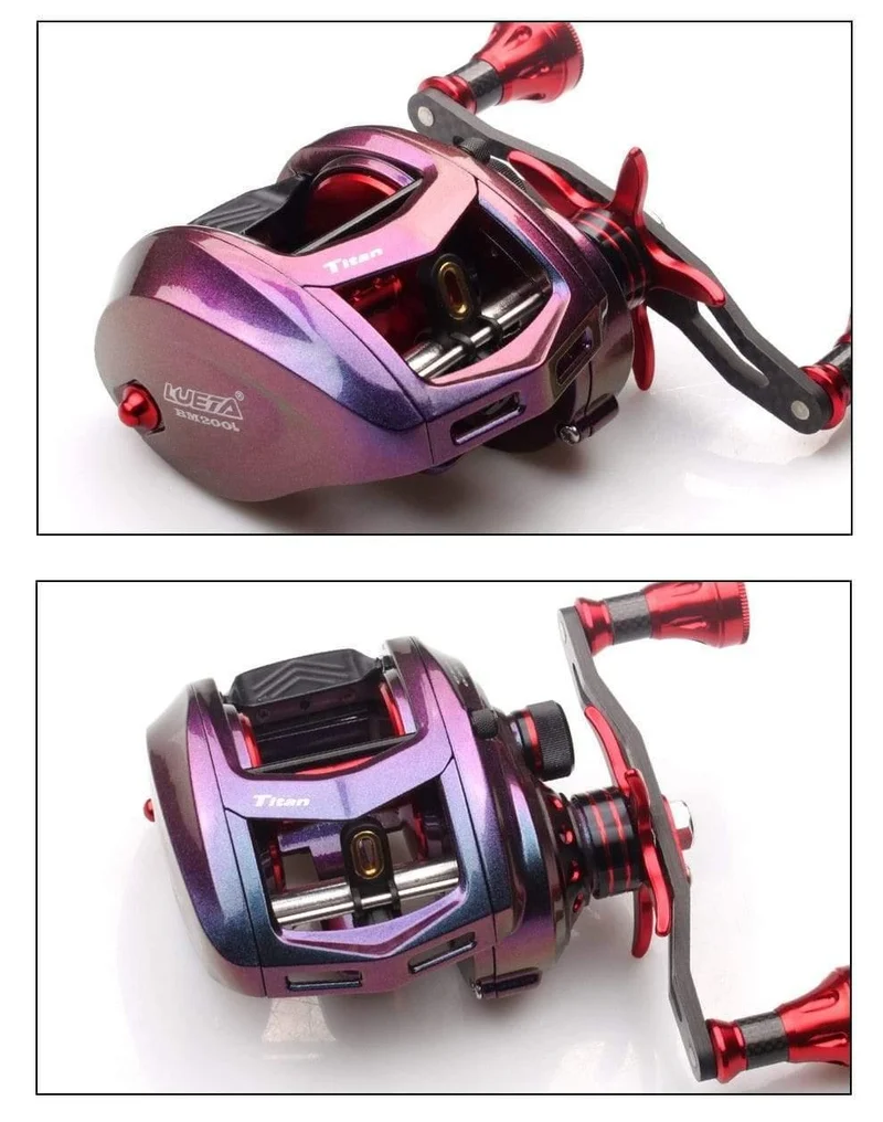 Angelrolle Ködergussrolle Magnetisches Bremslager 11 + 1 Carbongriff Metallknopf Regenbogenfarbe Körper Max Drag 11KG
