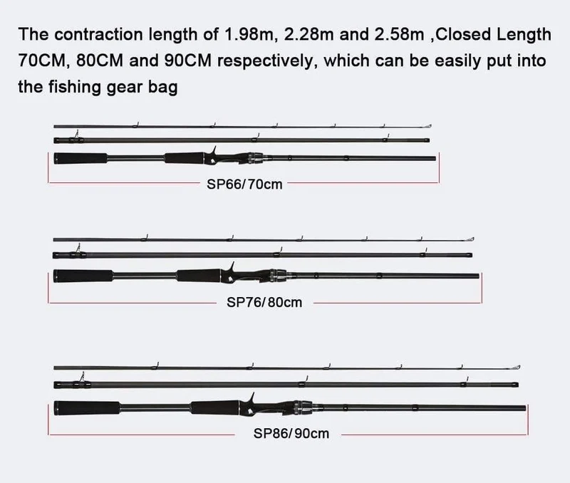 Obei Spurs 1.98 m 2.28 m 2.58 3 abschnitte köder casting angelrute reise ultra licht casting spinning boot köder 7g-55g M/ML/MH Stange