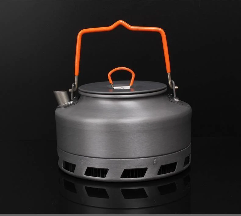 1L Camping Wasserkocher Wärmetauscher Teekanne Picknick Wasserkocher Aluminiumlegierung