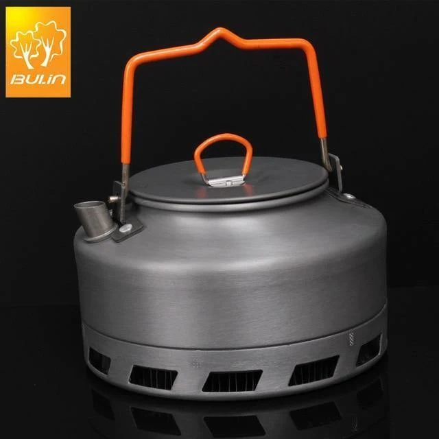 1L Camping Wasserkocher Wärmetauscher Teekanne Picknick Wasserkocher Aluminiumlegierung