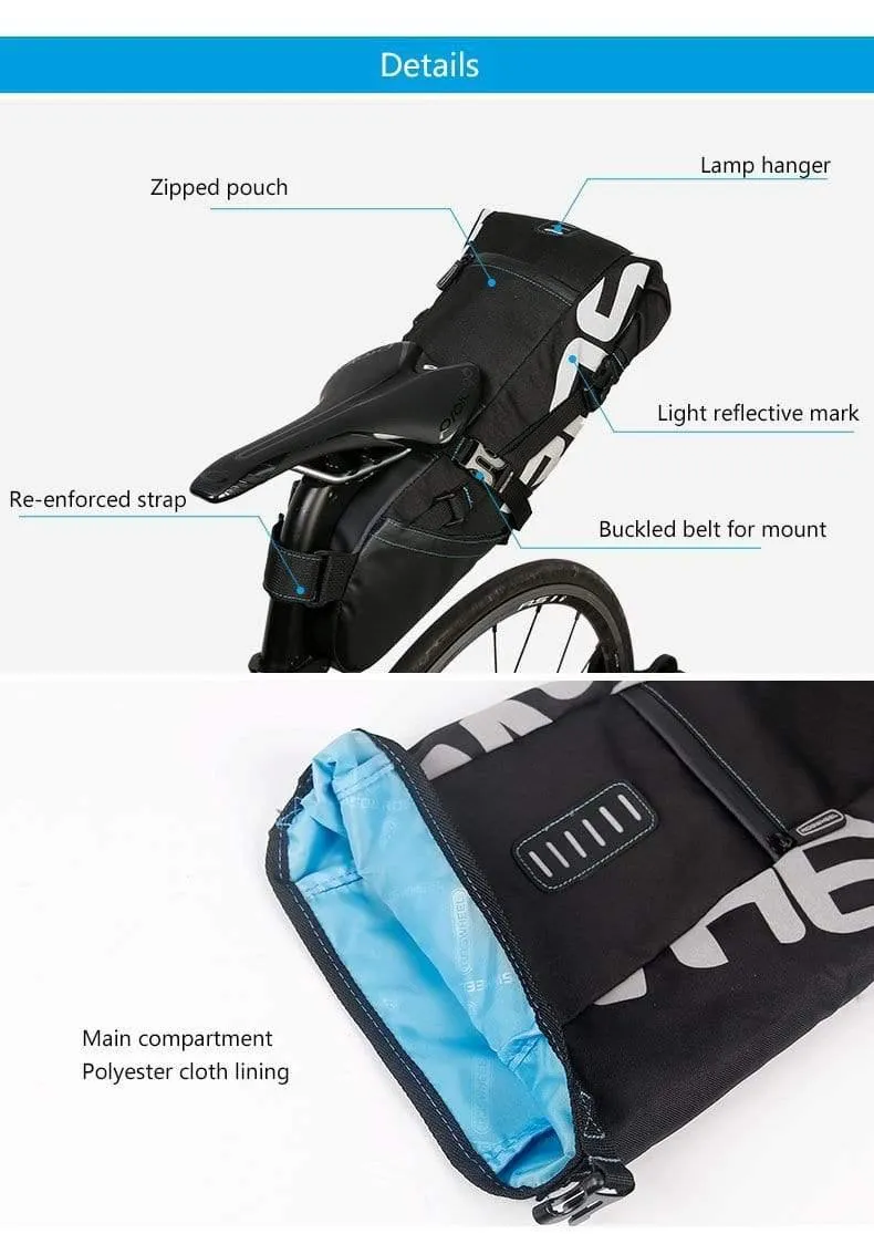 Fahrradsattelstützentasche Fahrradsattel Aufbewahrungstasche Radfahren MTB-Straße Rucksack Wasserdicht Ausziehbar 8L 10L