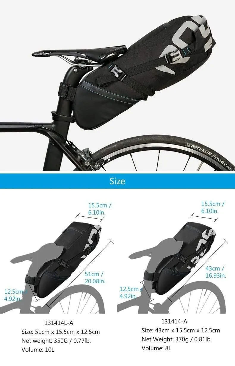 Fahrradsattelstützentasche Fahrradsattel Aufbewahrungstasche Radfahren MTB-Straße Rucksack Wasserdicht Ausziehbar 8L 10L