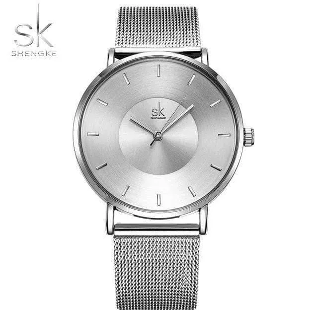 Frauen Uhren Hochwertige ultradünne Quarzuhr Frau Elegantes Kleid Damenuhr Montre Femme SK