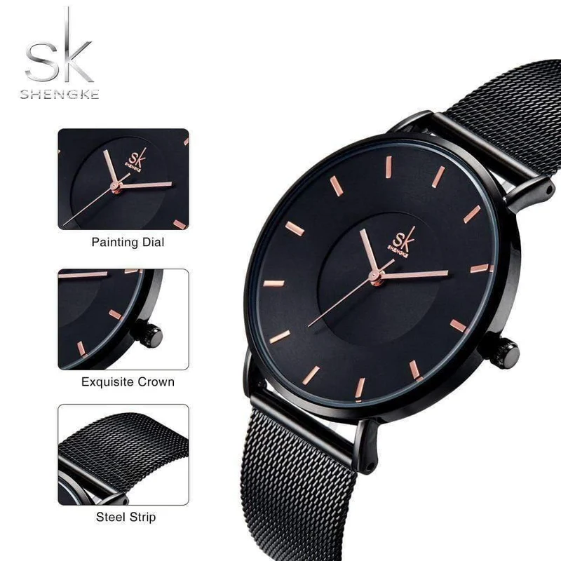 Frauen Uhren Hochwertige ultradünne Quarzuhr Frau Elegantes Kleid Damenuhr Montre Femme SK
