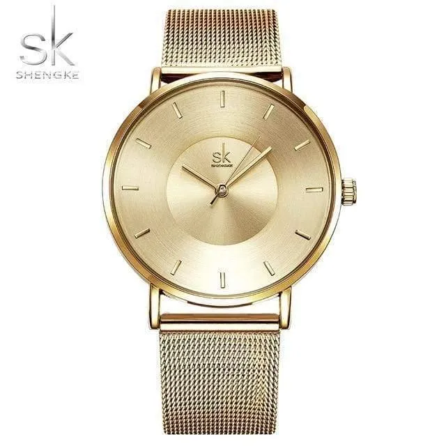 Frauen Uhren Hochwertige ultradünne Quarzuhr Frau Elegantes Kleid Damenuhr Montre Femme SK