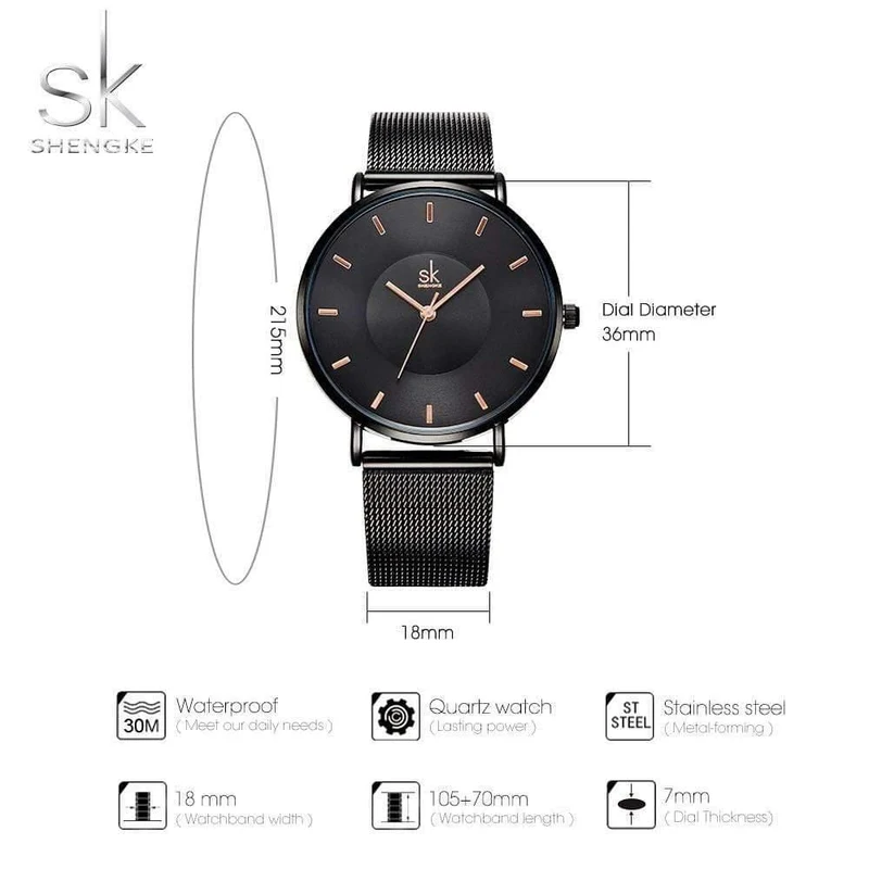 Frauen Uhren Hochwertige ultradünne Quarzuhr Frau Elegantes Kleid Damenuhr Montre Femme SK