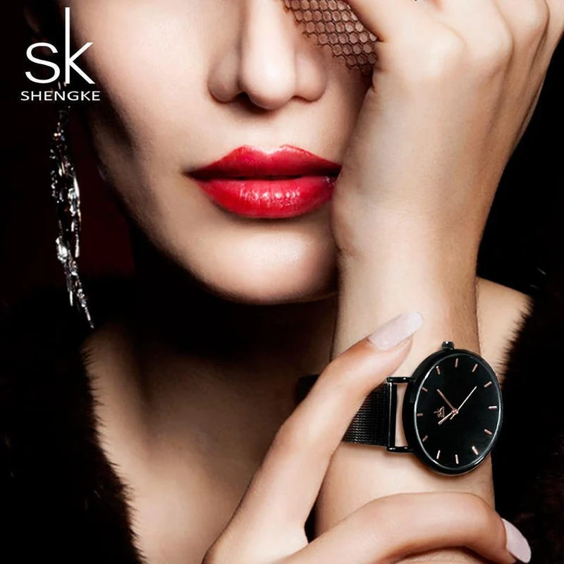 Frauen Uhren Hochwertige ultradünne Quarzuhr Frau Elegantes Kleid Damenuhr Montre Femme SK