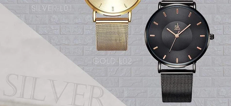 Frauen Uhren Hochwertige ultradünne Quarzuhr Frau Elegantes Kleid Damenuhr Montre Femme SK