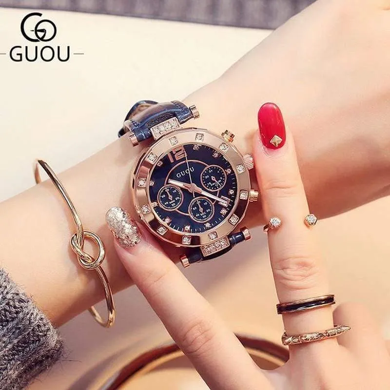 Damenuhren Damenuhr Frauen Diamant Uhren Armbänder Für Frauen Montre Femme Auto Kalender Uhr Leder Saat