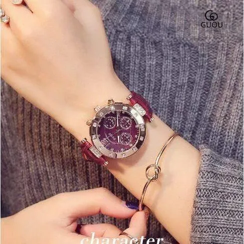 Damenuhren Damenuhr Frauen Diamant Uhren Armbänder Für Frauen Montre Femme Auto Kalender Uhr Leder Saat