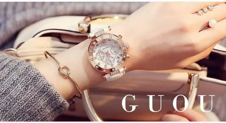 Damenuhren Damenuhr Frauen Diamant Uhren Armbänder Für Frauen Montre Femme Auto Kalender Uhr Leder Saat
