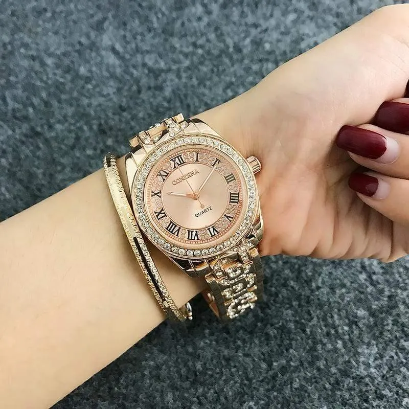 Armbanduhr Damenuhren Strass Damenuhren Roségold Damenuhr Uhr zegarek damski reloj mujer