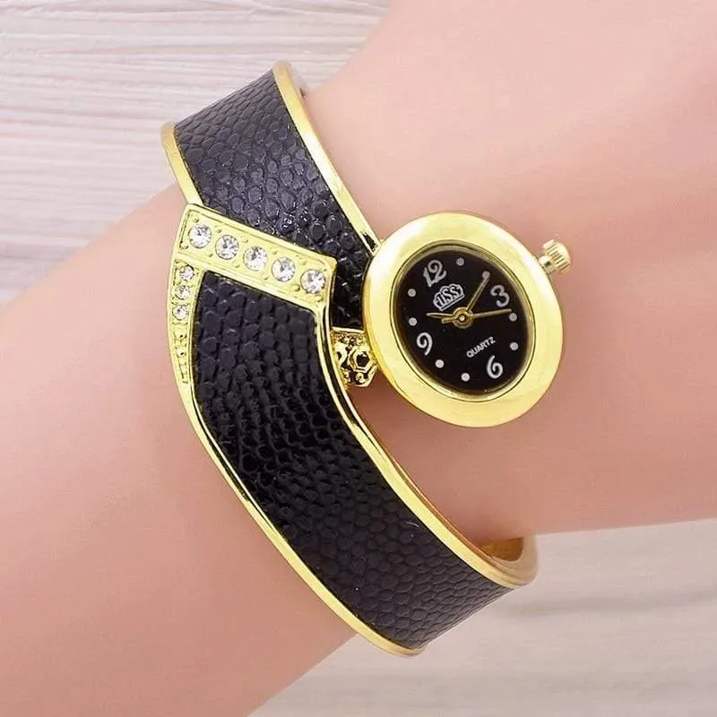 Beiläufige Quarz-Frauen-Uhr-umsponnenes Lederarmband-Uhr-Geschenk Relogio Feminino Geschenk montre femme reloj mujer