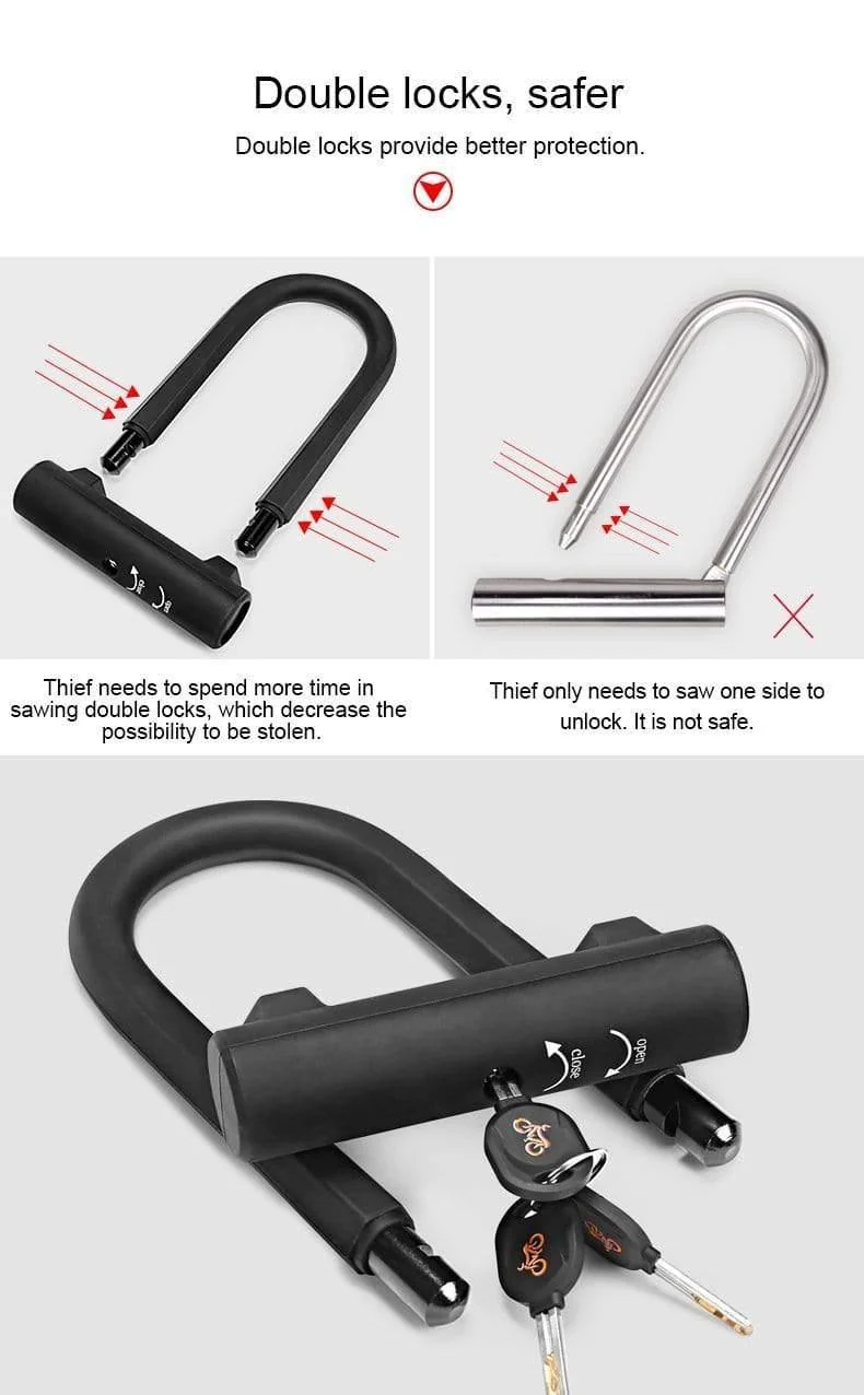 Fahrrad U-Schloss Anti-Diebstahl MTB Rennrad Fahrradschloss Radfahren Zubehör Heavy Duty Stahl Sicherheit Fahrrad Kabel U-schlösser Set