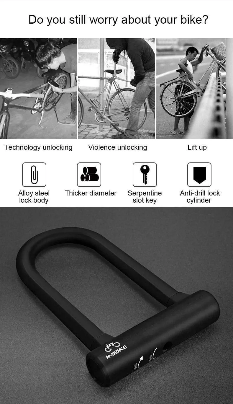 Fahrrad U-Schloss Anti-Diebstahl MTB Rennrad Fahrradschloss Radfahren Zubehör Heavy Duty Stahl Sicherheit Fahrrad Kabel U-schlösser Set