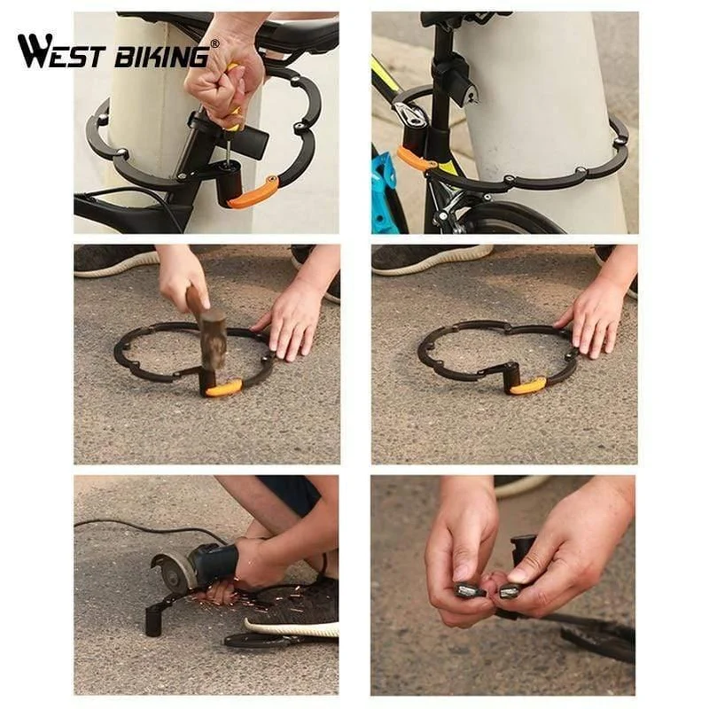 Fahrradschloss mit Licht, faltbar, Stahllegierung, Fahrradschlösser, wasserdicht, 85 cm, Diebstahlsicherung, faltbar, Sicherheitsschloss zum Radfahren