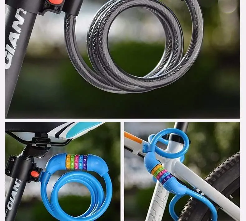 Fahrradschloss Codeschlüsselschlösser Fahrrad Radfahren Passwort Kombination Sicherheit Stahldrahtschlösser Fahrradzubehör Mehrfarbig
