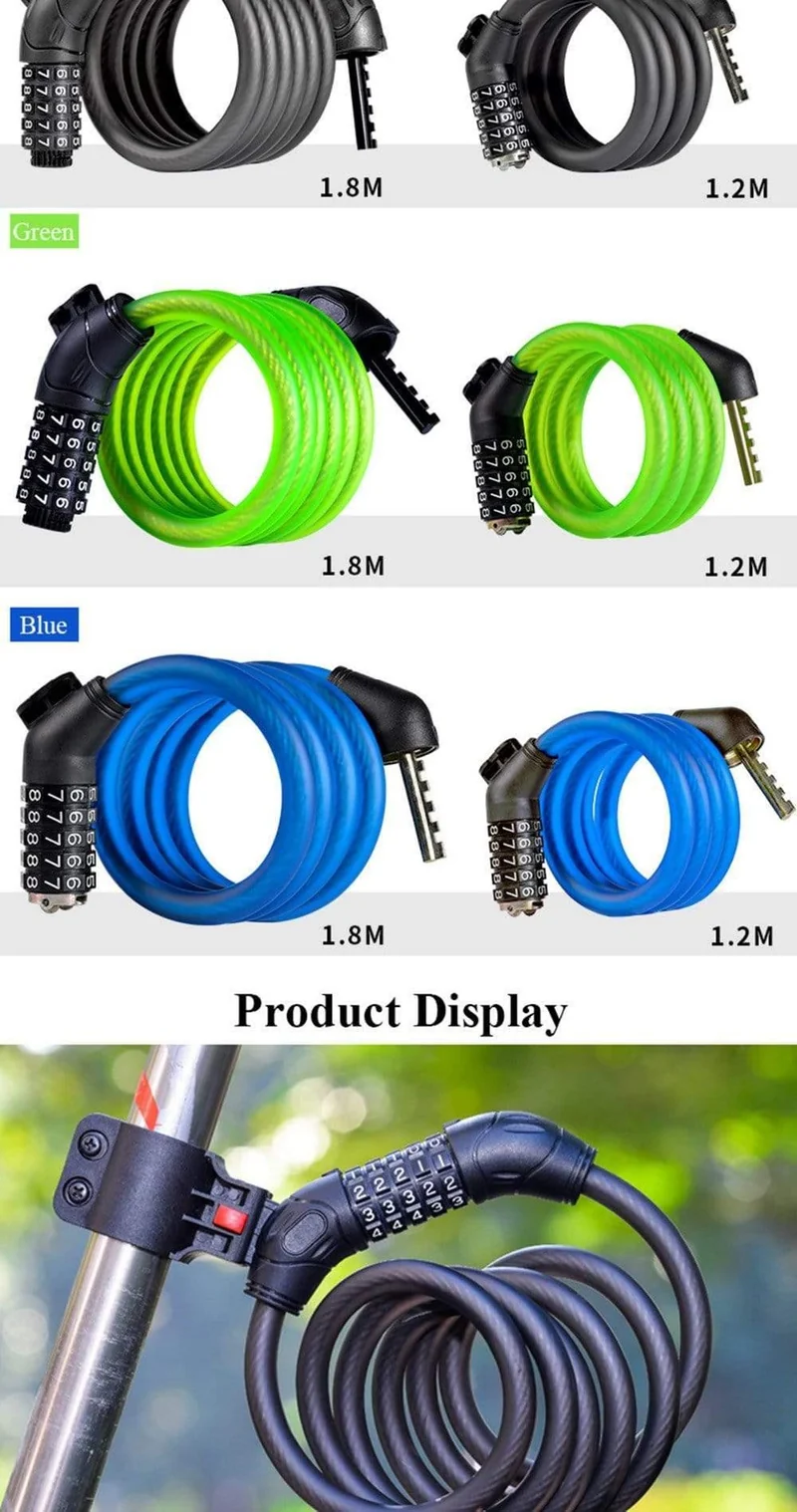 Kabel Fahrradschloss MTB Mountain Road Code Fahrrad Passwortschloss Diebstahlsicheres elektrisches Passwort Easy Security Steel