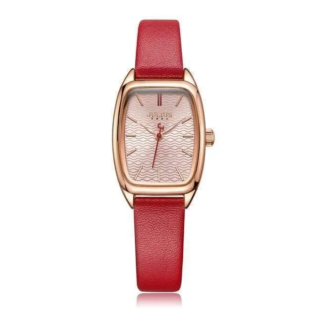Damenuhr Japan Quarz Stunden Mode wellenförmige Uhr Lederarmband Modern Classic Girl Geburtstagsgeschenk Julius Box