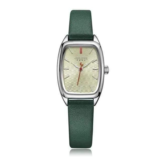 Damenuhr Japan Quarz Stunden Mode wellenförmige Uhr Lederarmband Modern Classic Girl Geburtstagsgeschenk Julius Box