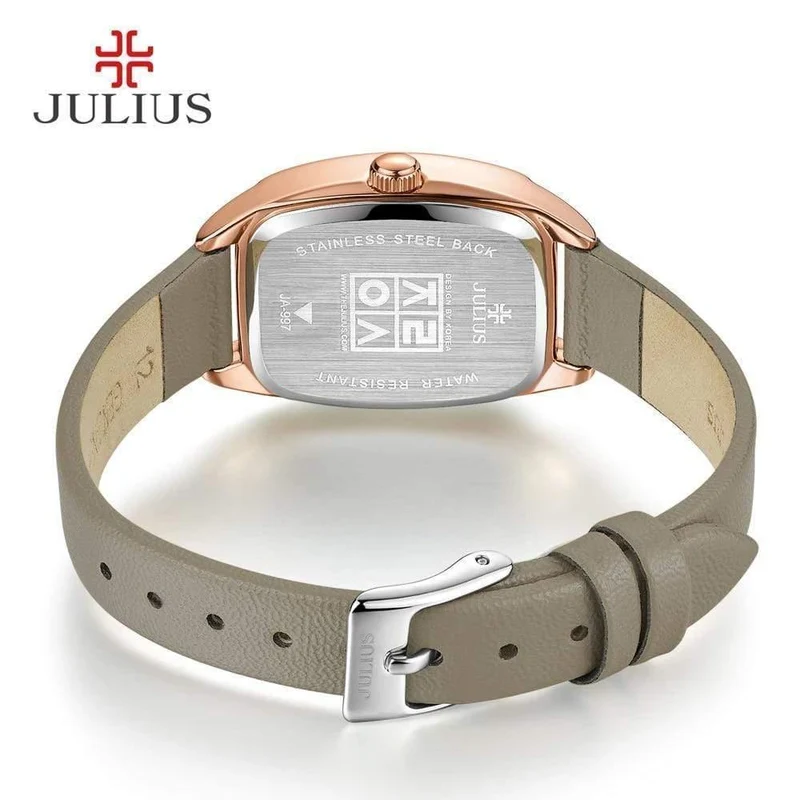 Damenuhr Japan Quarz Stunden Mode wellenförmige Uhr Lederarmband Modern Classic Girl Geburtstagsgeschenk Julius Box