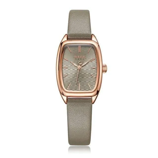 Damenuhr Japan Quarz Stunden Mode wellenförmige Uhr Lederarmband Modern Classic Girl Geburtstagsgeschenk Julius Box