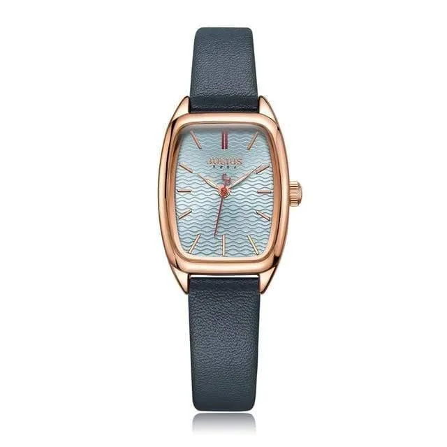 Damenuhr Japan Quarz Stunden Mode wellenförmige Uhr Lederarmband Modern Classic Girl Geburtstagsgeschenk Julius Box