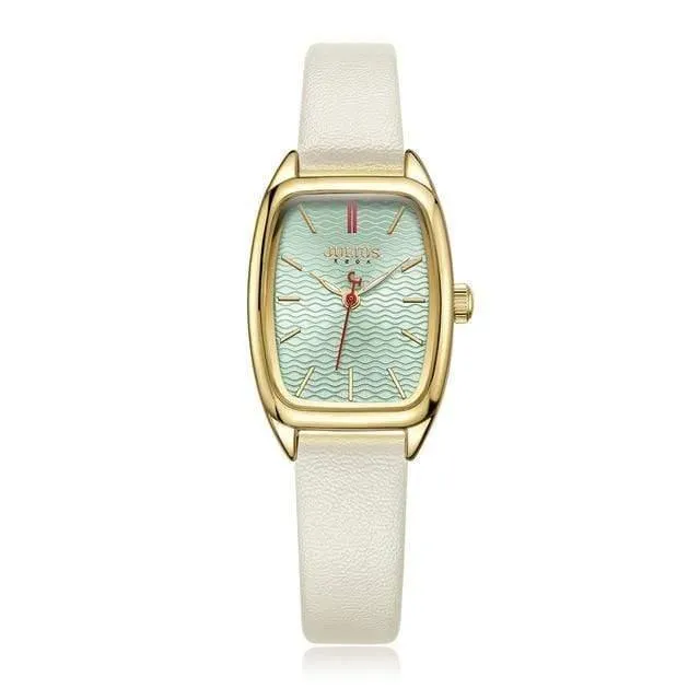 Damenuhr Japan Quarz Stunden Mode wellenförmige Uhr Lederarmband Modern Classic Girl Geburtstagsgeschenk Julius Box