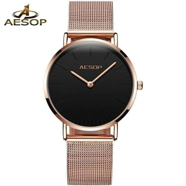 Roségold Luxus Damenuhr Ultradünne Armbanduhr Quarzuhr Damenuhr Milanese Steel relogio feminino