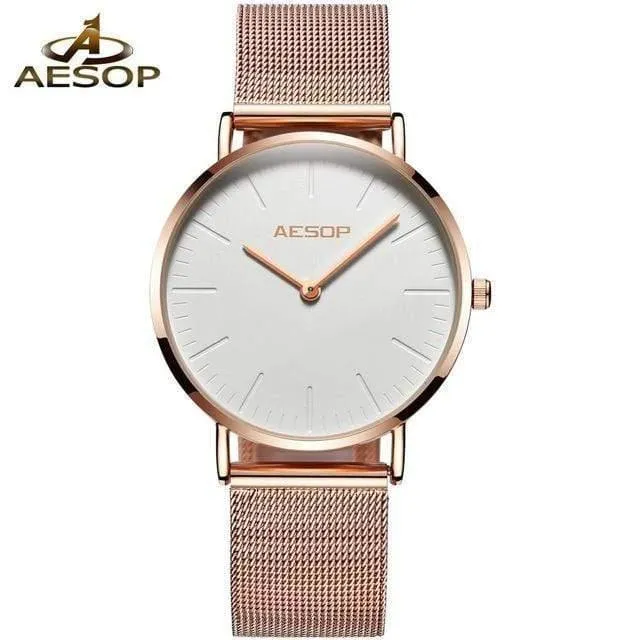 Roségold Luxus Damenuhr Ultradünne Armbanduhr Quarzuhr Damenuhr Milanese Steel relogio feminino