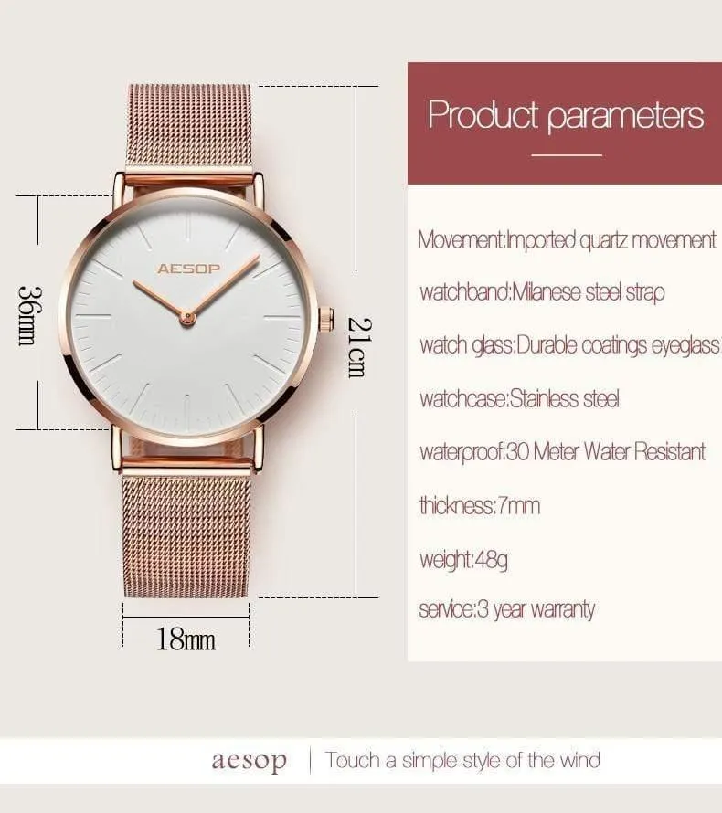 Roségold Luxus Damenuhr Ultradünne Armbanduhr Quarzuhr Damenuhr Milanese Steel relogio feminino